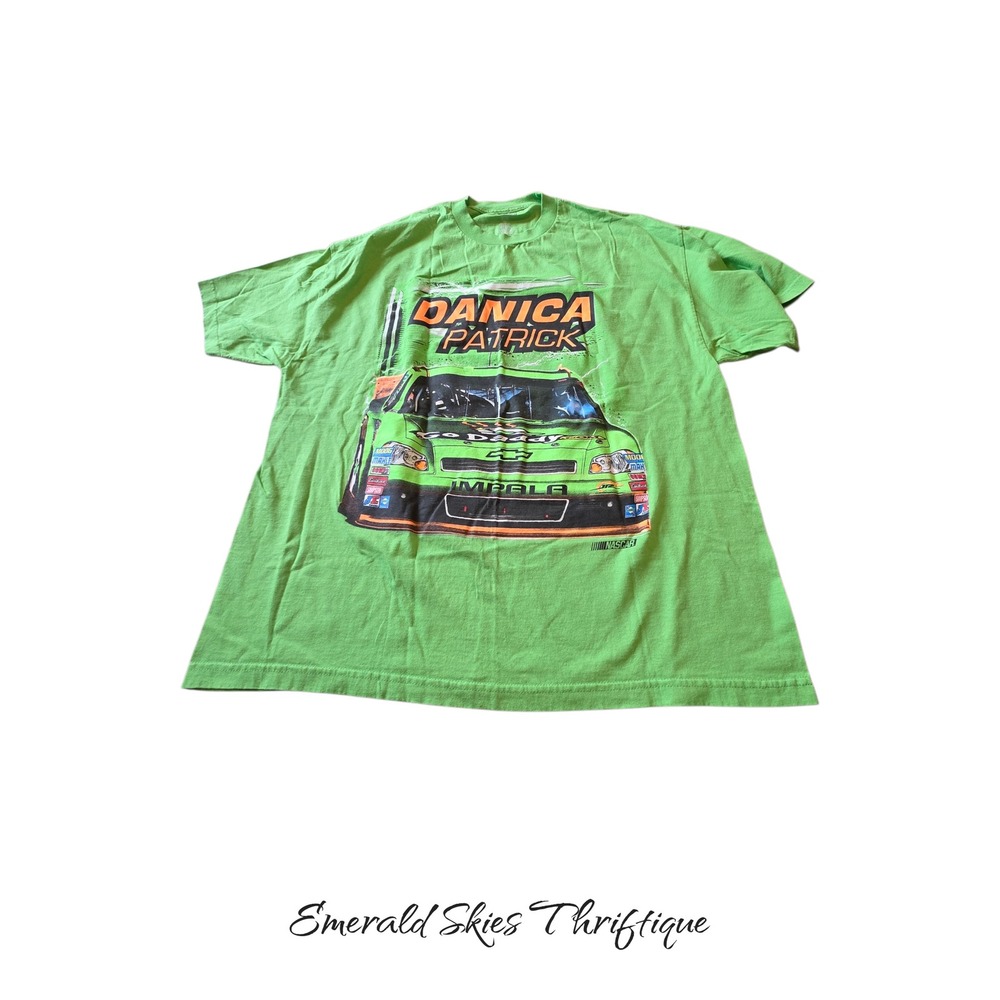 Mens Danica Patrick NASCAR vintage green go daddy tshirt 2xl free shipping